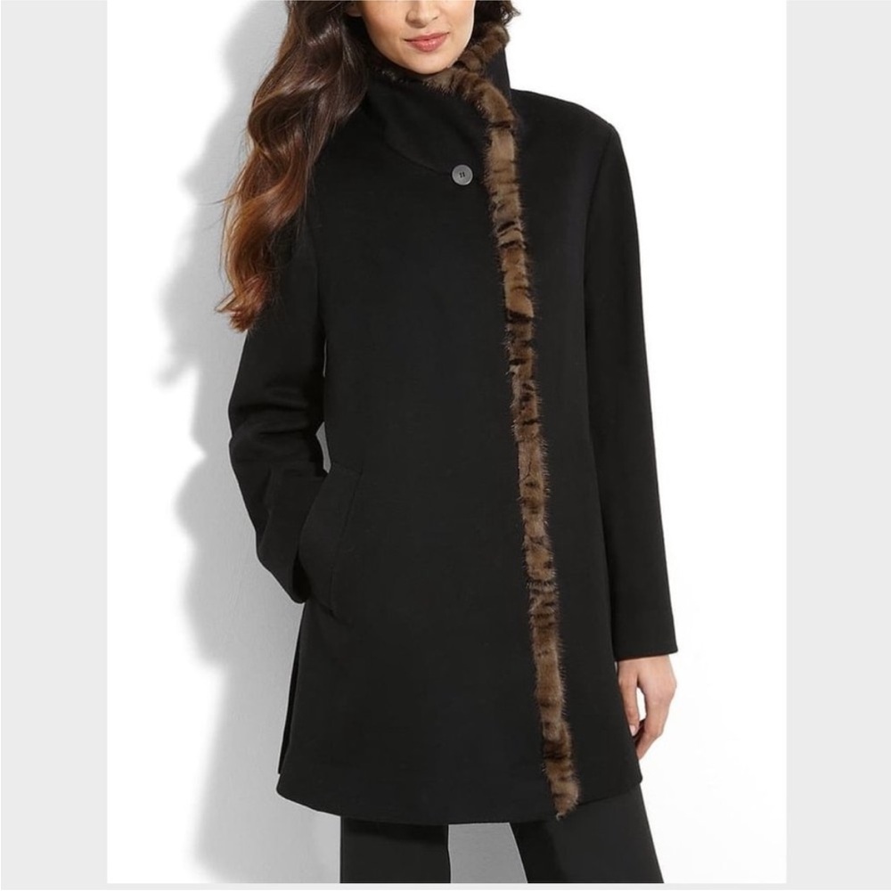 Fleurette Mink Trim Loro Piana Wool Coat